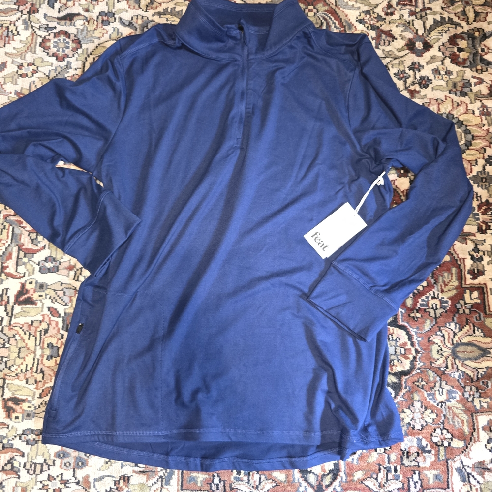 Feat Men's Blue Long Sleeve 1/4 ZipShirt